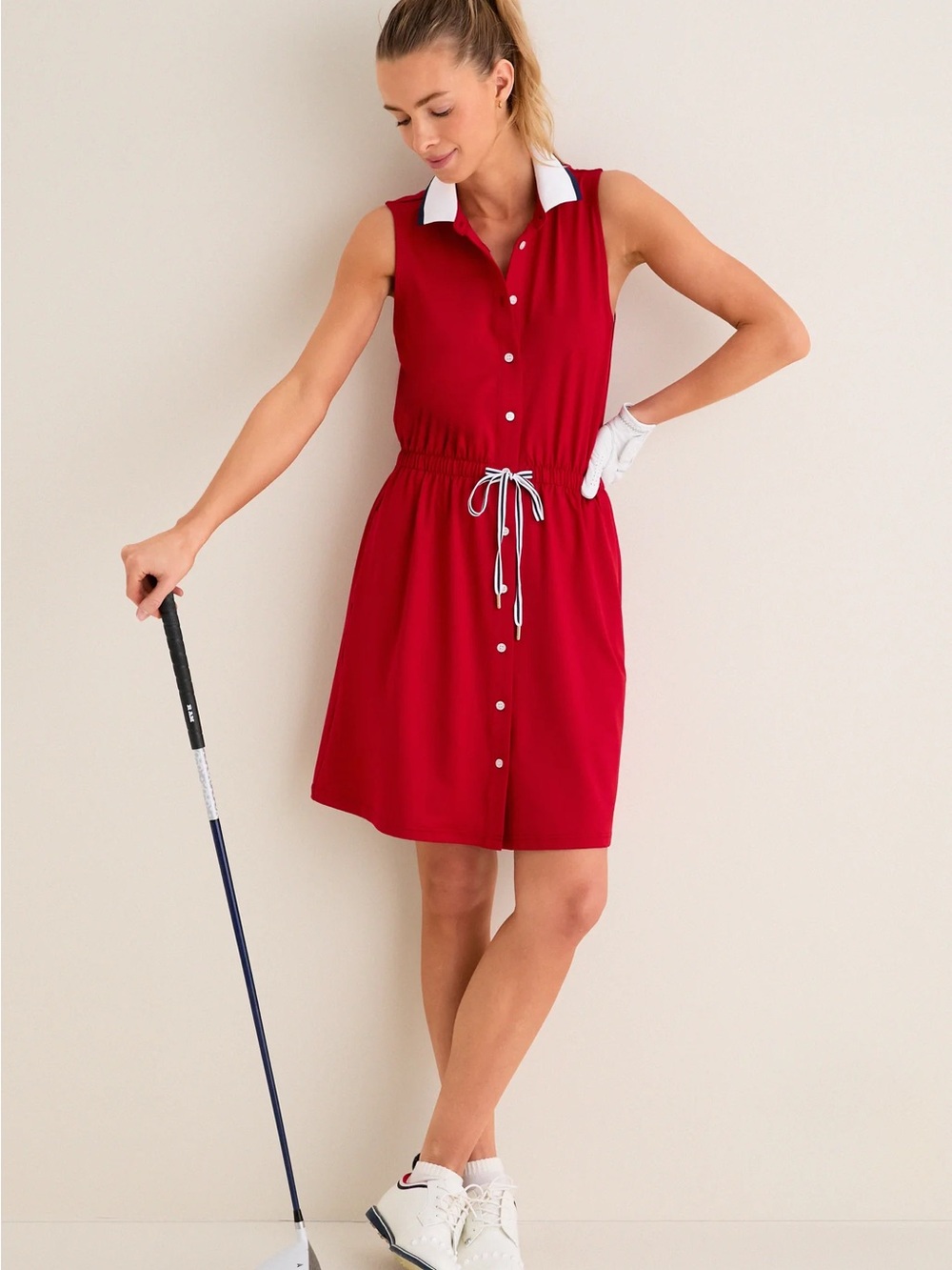 NWT Tnuck Sport Tuckernuck Alcott Golf Dress Red Sleeveless Mini Size S $148